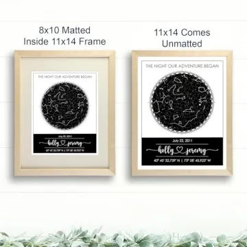 Custom Star Map for Specific Date Art Print | Personalized Star Map | Night Sky Constellation | Anniversary Gifts for Men | Unique Gift for Weddings, Girlfriends, Boyfriends, Engagements, and more!