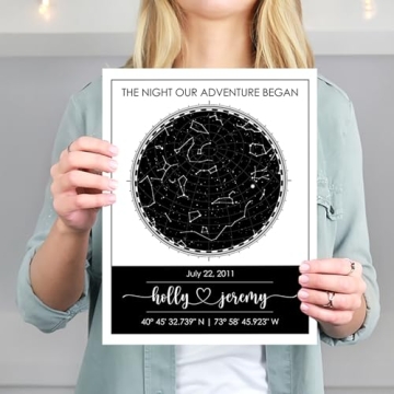 Custom Star Map for Specific Date Art Print | Personalized Star Map | Night Sky Constellation | Anniversary Gifts for Men | Unique Gift for Weddings, Girlfriends, Boyfriends, Engagements, and more!