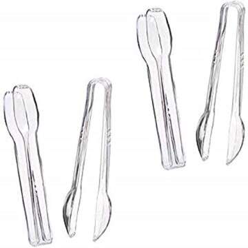 Clear Plastic Tongs 6 1/2" - 4 Pack for Catering & Events