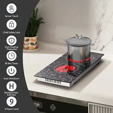 Karinear 2-Burner Electric Cooktop with Marble Finish