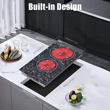 Karinear 2-Burner Electric Cooktop with Marble Finish