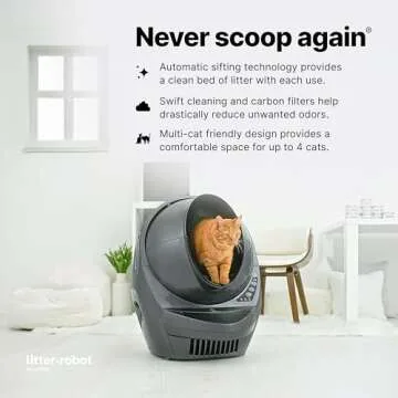 Litter-Robot 3 Connect & Ramp by Whisker, Grey - Automatic, Self-Cleaning Cat Litter Box, App Controlled, Helps Reduce Litter Box Odors, Works with Any Clumping Litter, WhiskerCare