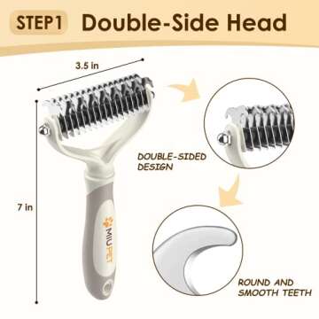 MIU PET Professional Long-Haired Dog and Cat Grooming Kit - Deshedding and Slicker Brush Set 3 in 1 Gift Box for Long Hair Pets