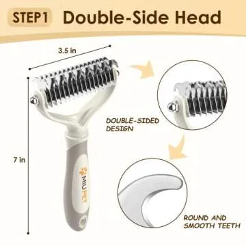 MIU PET Professional Long-Haired Dog and Cat Grooming Kit - Deshedding and Slicker Brush Set 3 in 1 Gift Box for Long Hair Pets