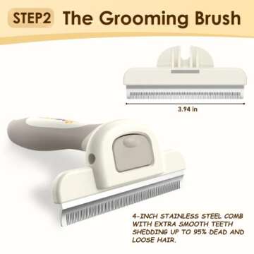 MIU PET Professional Long-Haired Dog and Cat Grooming Kit - Deshedding and Slicker Brush Set 3 in 1 Gift Box for Long Hair Pets