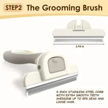 MIU PET Professional Long-Haired Dog and Cat Grooming Kit - Deshedding and Slicker Brush Set 3 in 1 Gift Box for Long Hair Pets