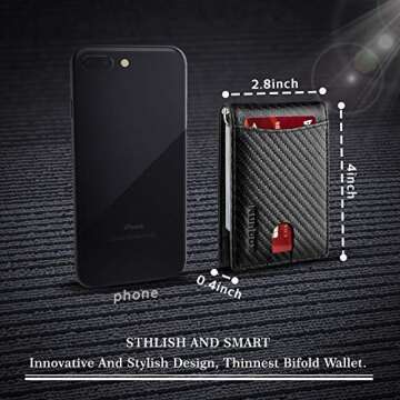 RUNBOX Slim Wallet for Men Genuine Leather RFID Blocking Bifold Minimalist Front Pocket Mens Wallet with Money Clip Thin Gift Box