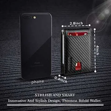 RUNBOX Slim Wallet for Men Genuine Leather RFID Blocking Bifold Minimalist Front Pocket Mens Wallet with Money Clip Thin Gift Box