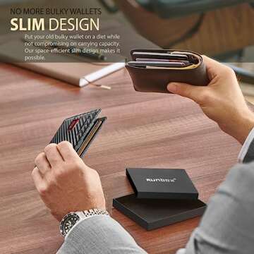 RUNBOX Slim Wallet for Men Genuine Leather RFID Blocking Bifold Minimalist Front Pocket Mens Wallet with Money Clip Thin Gift Box