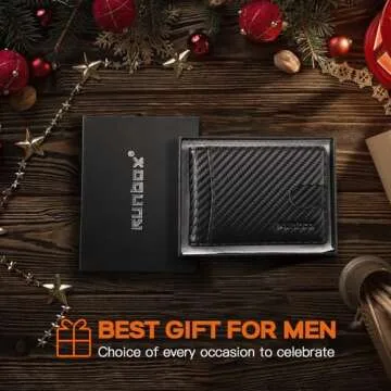 RUNBOX Slim Wallet for Men Genuine Leather RFID Blocking Bifold Minimalist Front Pocket Mens Wallet with Money Clip Thin Gift Box