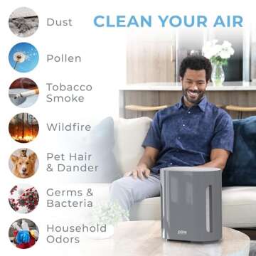 Pure Enrichment PureZone Air Purifier for Bedroom & Living Room, 4-Stage Filtration & UV-C Light, H13 HEPA Filter Helps Remove Bacteria, Pet Hair Dander, Allergens, Germs, Smoke, Dust (Gray)