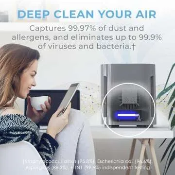 Pure Enrichment PureZone Air Purifier for Bedroom & Living Room, 4-Stage Filtration & UV-C Light, H13 HEPA Filter Helps Remove Bacteria, Pet Hair Dander, Allergens, Germs, Smoke, Dust (Gray)