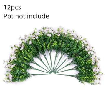 HyeFlora Artificial Fake White Flowers Plants for Outdoor Winter Christmas Decoration, 12 Bundles Faux Silk Daisies UV Resistant Look Real for Outside Planter Pot Porch Yard Patio Garden