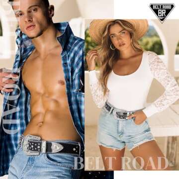 Beltroad Rhinestone Bling Belt for Men Women - Stylish Leather Accessory