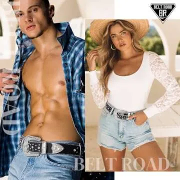 Beltroad Rhinestone Bling Belt for Men Women - Stylish Leather Accessory