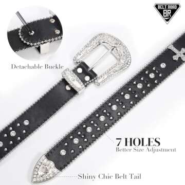 Beltroad Rhinestone Bling Belt for Men Women - Stylish Leather Accessory