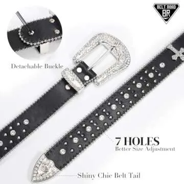 Beltroad Rhinestone Bling Belt for Men Women - Stylish Leather Accessory
