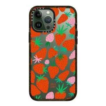 CASETiFY Impact iPhone 13 Pro Max Case [6.6ft Drop Protection] - Strawberries - Clear Black
