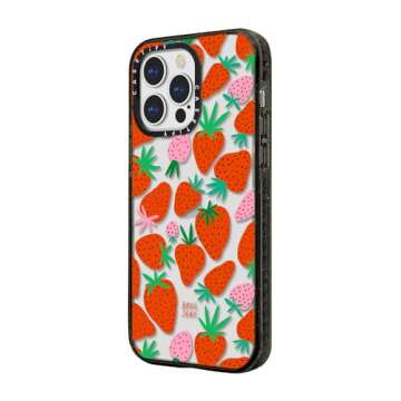 CASETiFY Impact iPhone 13 Pro Max Case [6.6ft Drop Protection] - Strawberries - Clear Black