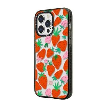 CASETiFY Impact iPhone 13 Pro Max Case [6.6ft Drop Protection] - Strawberries - Clear Black