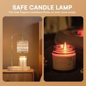 Candle Warmer Lamp with Timer and Adjustable Height, Vintage Home Bedroom Decor, Gifts for Mothers, ...
