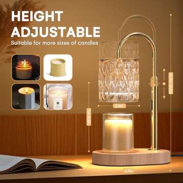 Candle Warmer Lamp with Timer and Adjustable Height, Vintage Home Bedroom Decor, Gifts for Mothers, and Housewarming Gifts, Electric Wax Melt Warmer Lamp with 2 Bulbs