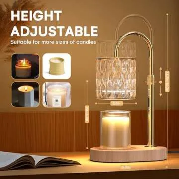 Candle Warmer Lamp with Timer and Adjustable Height, Vintage Home Bedroom Decor, Gifts for Mothers, and Housewarming Gifts, Electric Wax Melt Warmer Lamp with 2 Bulbs