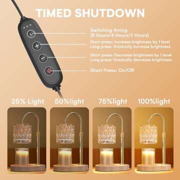 Candle Warmer Lamp with Timer and Adjustable Height, Vintage Home Bedroom Decor, Gifts for Mothers, and Housewarming Gifts, Electric Wax Melt Warmer Lamp with 2 Bulbs