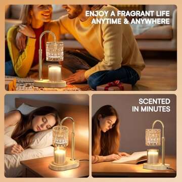 Candle Warmer Lamp with Timer and Adjustable Height, Vintage Home Bedroom Decor, Gifts for Mothers, and Housewarming Gifts, Electric Wax Melt Warmer Lamp with 2 Bulbs