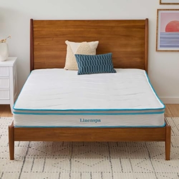 Linenspa 8 Inch Hybrid Mattress - Medium Firm, Cooling & Supportive Twin Bed