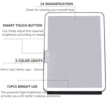 Deweisn Lighted Folding Makeup Mirror - Portable & Rechargeable