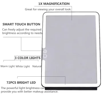 Deweisn Lighted Folding Makeup Mirror - Portable & Rechargeable