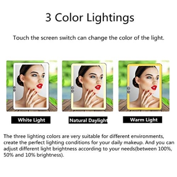 Deweisn Lighted Folding Makeup Mirror - Portable & Rechargeable