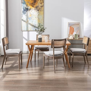 QUINJAY Rattan Farmhouse Dining Chairs Set French Country Style