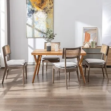 QUINJAY Rattan Farmhouse Dining Chairs Set French Country Style