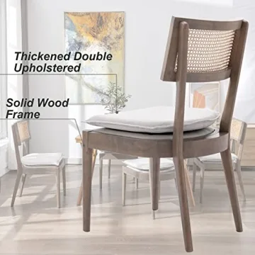 QUINJAY Rattan Farmhouse Dining Chairs Set French Country Style