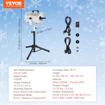 VEVOR Snow Machine with Adjustable Stand & Remote Control