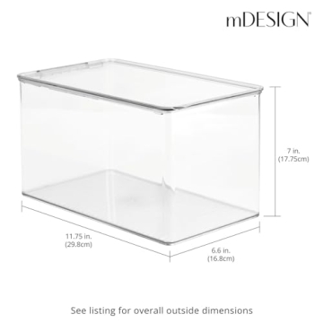mDesign Stackable Shoe Storage Container - Clear Bin Box