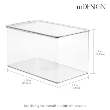 mDesign Stackable Shoe Storage Container - Clear Bin Box