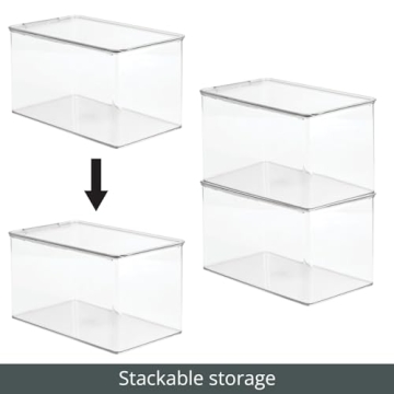 mDesign Stackable Shoe Storage Container - Clear Bin Box