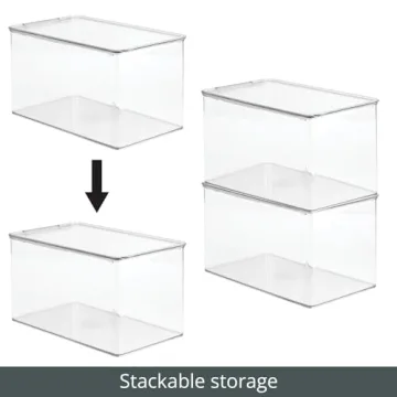 mDesign Stackable Shoe Storage Container - Clear Bin Box
