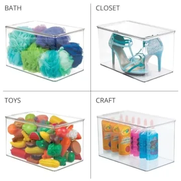 mDesign Stackable Shoe Storage Container - Clear Bin Box