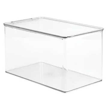 mDesign Stackable Shoe Storage Container - Clear Bin Box