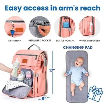 PILLANI Baby Diaper Bag Backpack - Baby Bag for Boys & Girls - Diaper Backpack - Large Travel Diaper Bags w/Changing Pad - Baby Registry Search & Baby Shower Gifts - Newborn Baby Essentials Must Haves