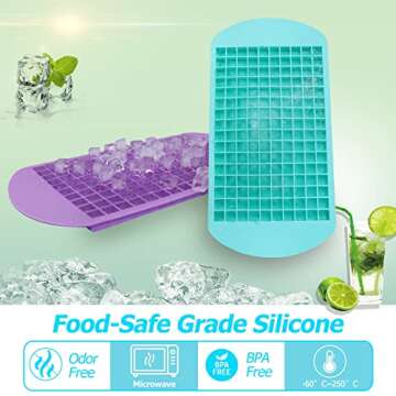 Silicone Mini Ice Cube Trays 2 Pack, 160 Small Ice Cube Molds Easy Release Crushed Ice Cube for Chil...