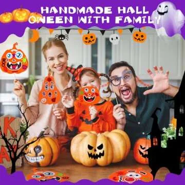 Natonhi 430Pcs Halloween Crafts Kit, Halloween Activitie Foam Pumpkin with Pumpkin Face Stickers for...