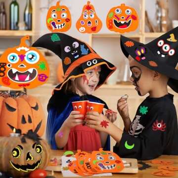Natonhi 430Pcs Halloween Crafts Kit, Halloween Activitie Foam Pumpkin with Pumpkin Face Stickers for Kids DIY Art and Craft Set Halloween Decoration Party Favors Supplies