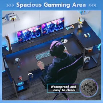 Stylish SEDETA Gaming Desk with LED and Storage