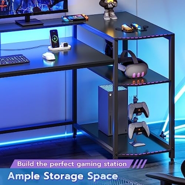 Stylish SEDETA Gaming Desk with LED and Storage