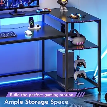 Stylish SEDETA Gaming Desk with LED and Storage